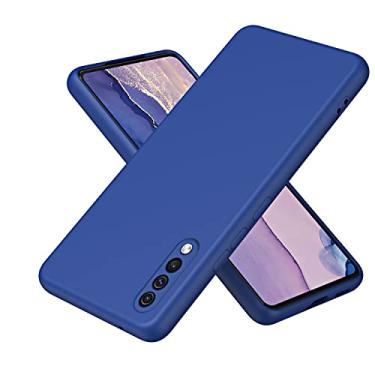 Imagem de Capa de silicone compatível com capa Samsung Galaxy A50/A30S, capa de silicone líquida protetora ultrafina à prova de choque com capa protetora de forro de microfibra antiarranhões macio (Color : Blu