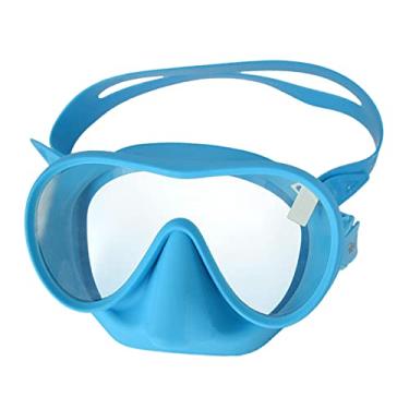 Imagem de Óculos de Snorkel de Silicone Anti Fog Scuba Diver Snorkeling À Prova D' Água Vista Panorâmica Ajustável Máscara de Mergulho Facial Completa para Home, Azul