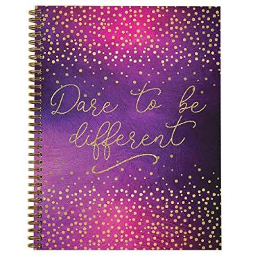 Imagem de Softcover Dare 21,6 cm x 27,9 cm Caderno/Diário Espiral Motivacional, 120 páginas com pauta de faculdade, capa laminada brilhante durável, espiral de arame dourado. Feito nos EUA