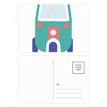 Imagem de Conjunto de cartões postais de ilustração de trator de três rodas da Tailândia, cartão de felicitações de aniversário