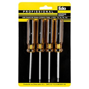 Imagem de Chaves com Ponta Torx - 4 Peças Eda Prateado Laranja/ Preto