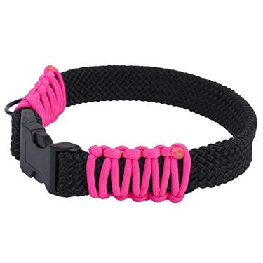 Imagem de Kits de coleira para cães corda trançada plana tipo "faça você mesmo" – Escolha entre vermelho, preto, rosa neon, e bronzeado/camuflado – Coleiras para cães faça seu amigo peludo se destacar (preto e rosa neon)