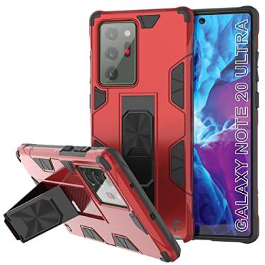 Imagem de PunkCase Capa protetora para Galaxy Note 20 Ultra [série ArmorShield], capa protetora de camada dupla com suporte de anel de metal e suporte | Proteção total para Note20 Ultra 5G (17,5 cm) [vermelho]