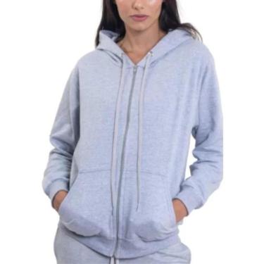 Imagem de Moletom Feminino Conguru Ziper Liso Inverno Confort Cinza