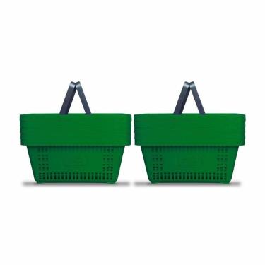 Imagem de Kit - 10 Cestos Compras Plástica D100 Cód. 3000 Verde - Della Plast