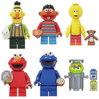 Imagem de 6pcs Terceiro Partido Vila Sésamo Big Bird Bert Elmoerni Assemb