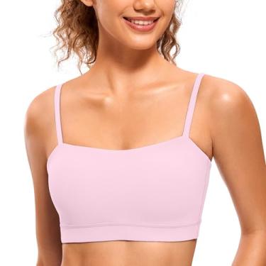 Imagem de CRZ YOGA Sutiã Esportivo Feminino Espaguete Alça Fina Acolchoada Sem Fio Pescoço Quadrado Treino Yoga Sutiã Butterluxe Peônia Rosa G