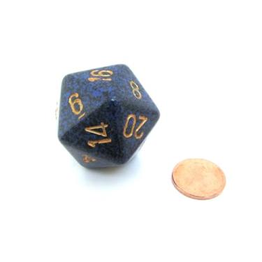 Imagem de Chessex D20 dado de cobalto dourado salpicado único de 34 mm, 20 lados, dado poliédrico, acessórios de jogo de mesa, encenação, Dungeons and Dragons(D&D)