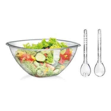 Imagem de Saladeira Acrílica Com 3 Peças 4500ml Delta Útil - Delta Util