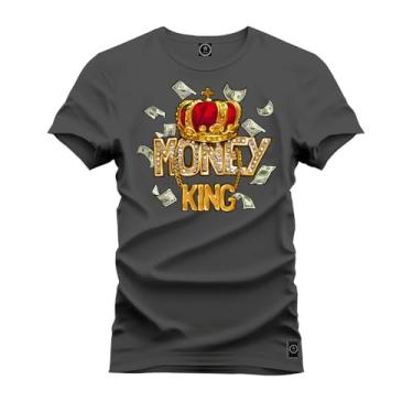 Imagem de Camiseta T-Shirt 100% Algodão Estampada Durável Money King Grafite M