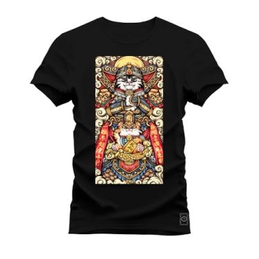 Imagem de Camiseta Plus Size Casual 100% Algodão Estampada Mandala Colors Preto G5