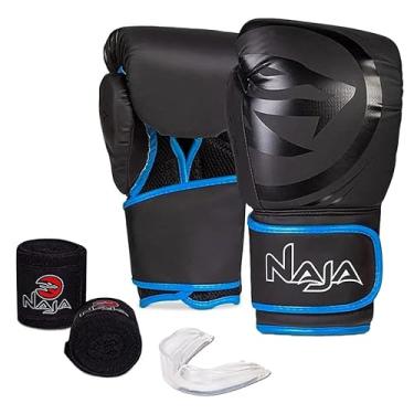Imagem de Kit Boxe/Muay Thai Naja Black + Par de Luvas + Bandagem + Protetor Bucal - 14 OZ