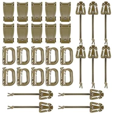 Imagem de BOOSTEADY Kit de 30 acessórios para bolsa Molle Bag Tactical Backpack Vest Belt, D-Ring Grimloc prendedor de engrenagem, cordas elásticas Web Dominator, fivela de ferramenta de gerenciamento de alça