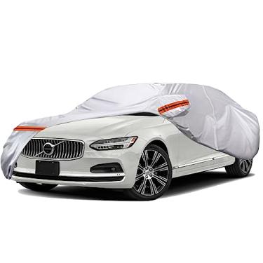 Imagem de TUCAREST Capa completa de 6 camadas para carro Sedan/Vagão/Coupe/Hatchback - Impermeável, Isolada, Anti-UV, À Prova de Neve, Resistente a Granizo, Anti-Vento, Para Todos os Climas, Proteção Engrossada, Até 528 cm