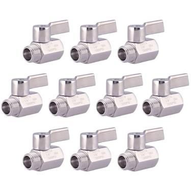 Imagem de ARITA Mini válvula de esfera 3/20.3 cm, aço inoxidável 304 porta reduzida 1000PSI para água, óleo e gás, macho/fêmea NPT, cabo de aço inoxidável (pacote com 10)