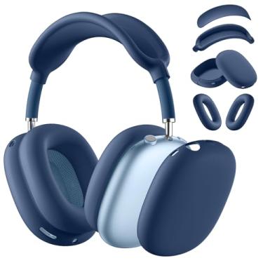 Imagem de Lerobo Capa para fones de ouvido AirPods Max, capa para fones de ouvido antiarranhões/capa de fone de ouvido para AirPods Max, protetor de silicone macio para acessórios Apple AirPods Max (azul