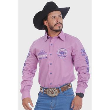 Imagem de Camisa Country Masculina plus size Bordada Lilás - Rodeo Farm