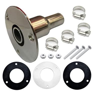 Imagem de LEQMG Calefator a diesel, revestimento de exaustão do casco, aço inoxidável 316 de grau marítimo, adequado para ferragens de soquete de tubo de 24 mm (reto)