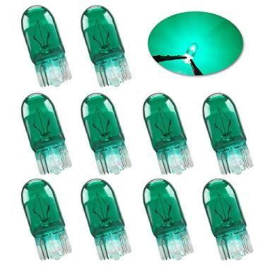 Imagem de Yifengshun T10 Lâmpada pequena de halogêneo verde, super brilhante 194 W5W 168 5W lâmpadas Wedg para placa de carro luz cúpula mapa luz de estacionamento lateral luz de neblina luz traseira 12V (pacote com 10)