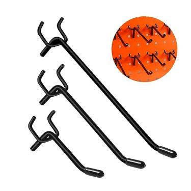 Imagem de Dualshine 60 ganchos pretos para quadro de pegboard, gancho de parede de 2/4/15.2 cm, gancho de parede para quadro de pegboard, resistente, serve para pendurar em quadro de pegboard de 1/10.2 cm,