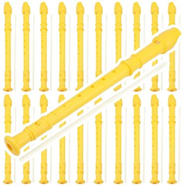 Imagem de MUKLEI Pacote com 20 Gravadores Soprano Descant, Instrumento Gravador Soprano de 8 Furos com Haste de Limpeza para Iniciantes, Amarelo