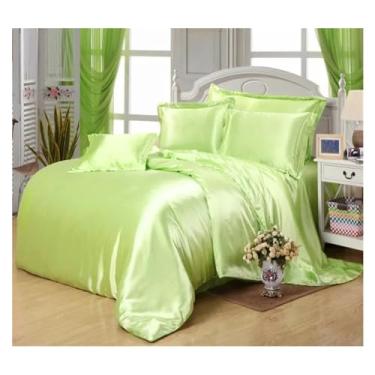 Imagem de Jogo de cama de cetim preto capa de edredom e fronhas de luxo lençol queen size cama de casal, lençóis de cama (J 150 x 200 cm 3 peças)