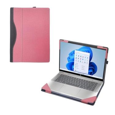 Imagem de RUNMEIJIA Capa para notebook Hp ProBook 450 G10 G9 G8 2023-2021 / ProBook 455 G10 G8 G9 Capa protetora de couro PU 2 em 1 (rosa)