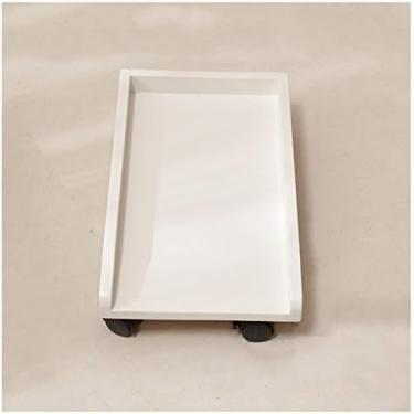 Imagem de Suporte de CPU de madeira Caso de CPU Suporte de chão Carrinho de suporte de CPU Suporte de CPU móvel Suporte de torre de host de mesa com 4 rodas de rodízio e moldura protetora Suporte de P