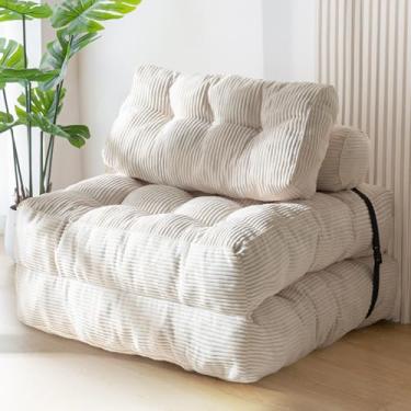 Imagem de MAXYOYO Sofá-cama Dobrável, Cadeira Conversível com Travesseiro, Colchão Dobrável com Suporte para as Costas, Cama Confortável, Sofá, Sala de Estar, Quarto, Bege, Solteiro