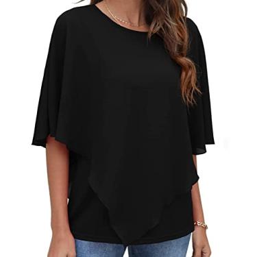Imagem de Top de Chiffon Feminino, Camiseta de Chiffon de Verão Confortável para o Trabalho (XL)