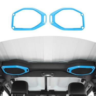 Imagem de RT-TCZ Acabamento de cobertura de alto-falante de teto superior interior ABS acessórios decoração para Jeep Wrangler JL JLU 2020 2021 2022 para Jeep Gladiator JT (azul bebê)