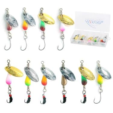 Imagem de Trout Spinners - Iscas de pesca de truta mosca para robalo e lúcio de salmão, iscas de robalo Smallmouth com spinner de latão - 10 peças (estilo E-2,8 g)