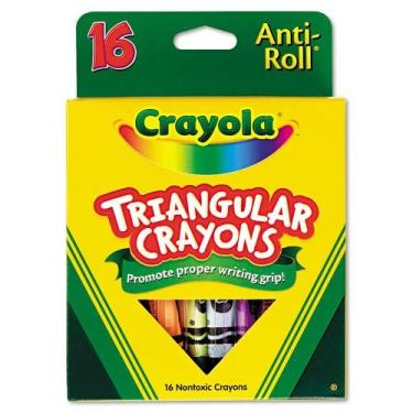 Imagem de Crayola Products - Crayola - Triangular Crayons, Assorted, 16/Box - Sold As 1 Box - Triangular shape ensures that crayons won't roll away or off surfaces. - Features Anti-Roll benefit. - Helps promote proper writing grip development. - Non-washable formula. -