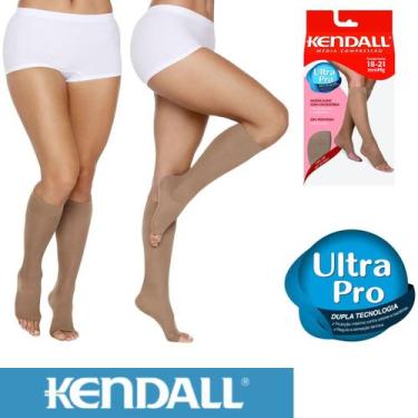 Imagem de Meia 3/4 Feminina Modelo Sem Ponteira Kendall Com Média Compressão