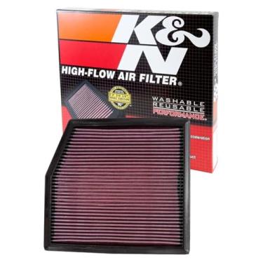 Imagem de K&N Filtro de ar do motor: Alto desempenho, premium, lavável, filtro de ar de substituição para carro: Compatível com BMW L6 (X1, 135i, 335i Coupe), 33-2458