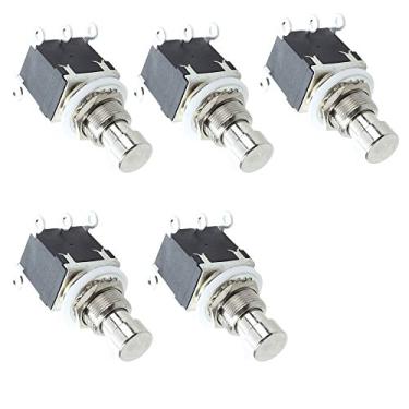 Imagem de ESUPPORT 6 pinos DPDT Momentary Stomp Foot Switch Pedal Guitar Push Button Metal True Bypass AC 250V/2A 125V/4A Pacote com 5