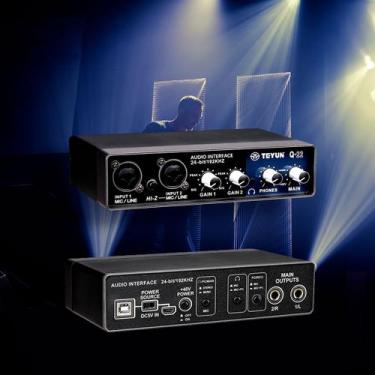 Imagem de Mesa Placa De Som Profissional 2 Canais Interface De Áudio Q-22 Gravaç