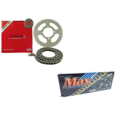 Imagem de Kit Relação Tração Corrente Max Coroa e Pinhão Vaz Aço 1045 Ybr 125 Fa