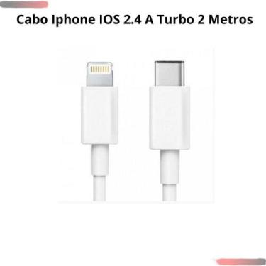 Imagem de Cabo P/Carregador Lightning P/Celulares IOS,Ipad Grosso de 2 Metros Co