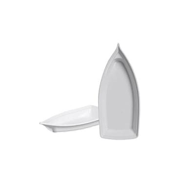 Imagem de Kit 02 Barca Barco para Açaí Sushi Sashimi Bandeja 22 Branco