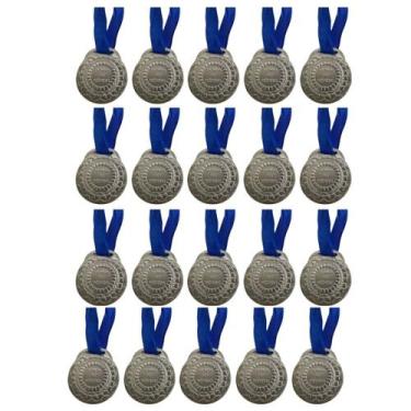 Imagem de Kit C/20 Medalhas de Ouro Prata ou Bronze Honra ao Mérito C/Fita Azul 