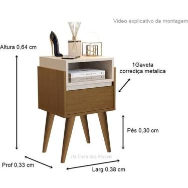 Imagem de Mesa de Cabeceira Evora Pés Palito Nature / Off white - Comprar moveis