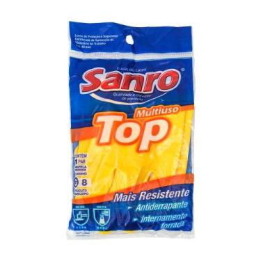 Imagem de Luva de Látex Tamanho G Amarela Top - Sanro
