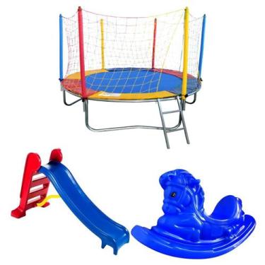 Imagem de Cama Elástica Pula Pula 2,30m Escorregador Médio Cavalinho 1 Lugar - R