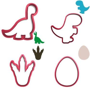 Imagem de Kit Cortador Pasta Biscoito Dinossauro Baby Cute Braquiossauro Trex Pe