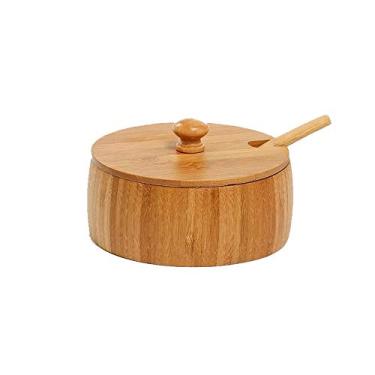 Imagem de Mimo Style Saleiro de Cozinha Com Tampa Ecokitchen, Produzido em Bambu, Resistente, Durável e 100% Ecológico. O Conjunto Conta Com Uma Colher Que Permite Polvilhar A Farinha