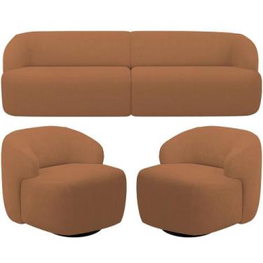 Imagem de Sofá 3 Lugares Curvo Orgânico com 02 Poltronas Para Sala Living 220cm 