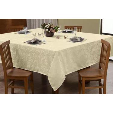 Imagem de Toalha de Mesa Jacard Luxo 6 Lugares 2,00mt x 1,40mt Palha - Tuca Casa