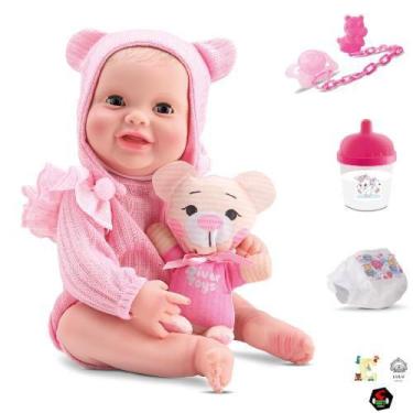 Imagem de Boneca Bebe Reborn NewBorn - Abre e fecha os olhos-c/ursinho - Diverto