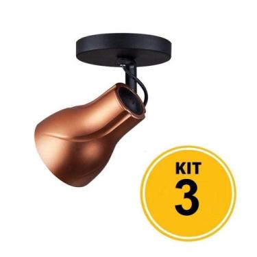 Imagem de Kit 3 Spot de Sobrepor Direcionável Octa Plus Cobre 1xE27 - Startec